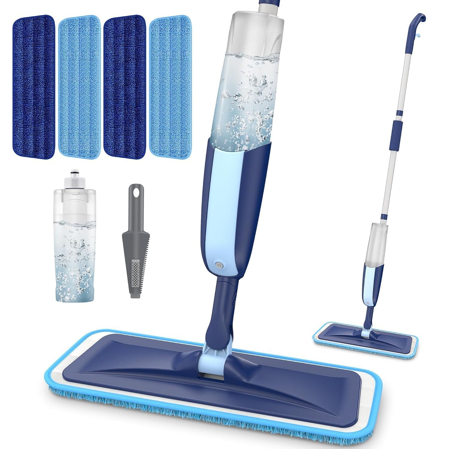 Microfiber Wet Spray Mops for Hardwood Floor Cleaning, Dry Wet Dust Wood Floor Mop with 4 Reusable Washable Mop Pads Refills Fit for Swiffer Power , Flat for Laminate Ceramic Vinyl Tile