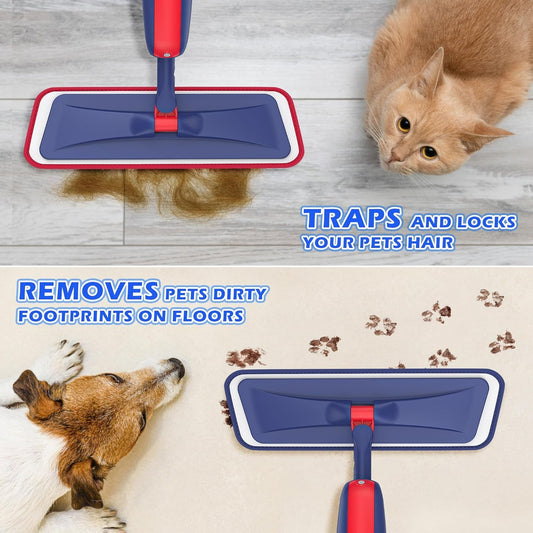 Spray Mops for Hardwood Floor Cleaning - 4X Reusable Washable Microfiber Pads, 2X Bottles, Wood, Laminate, Ceramic Tiles