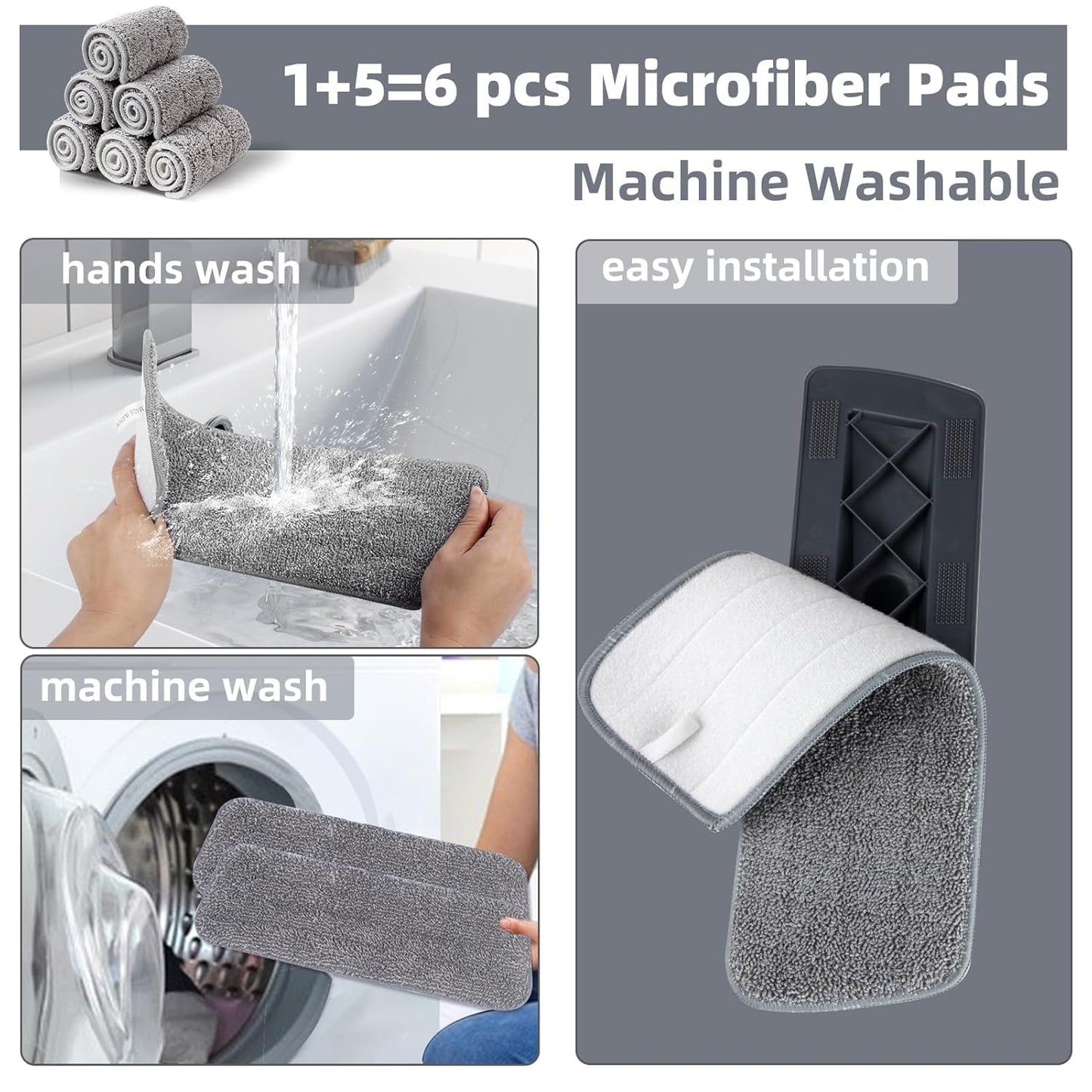 Spray Mop for Floor Cleaning, Dry Wet Use with 6pcs Microfiber Washable Pads 6pc Scrubber and 1pc Mop Holder, Mop Water Sprayer for Wood Hardwood Laminate Ceramic Tiles Deep Clean.