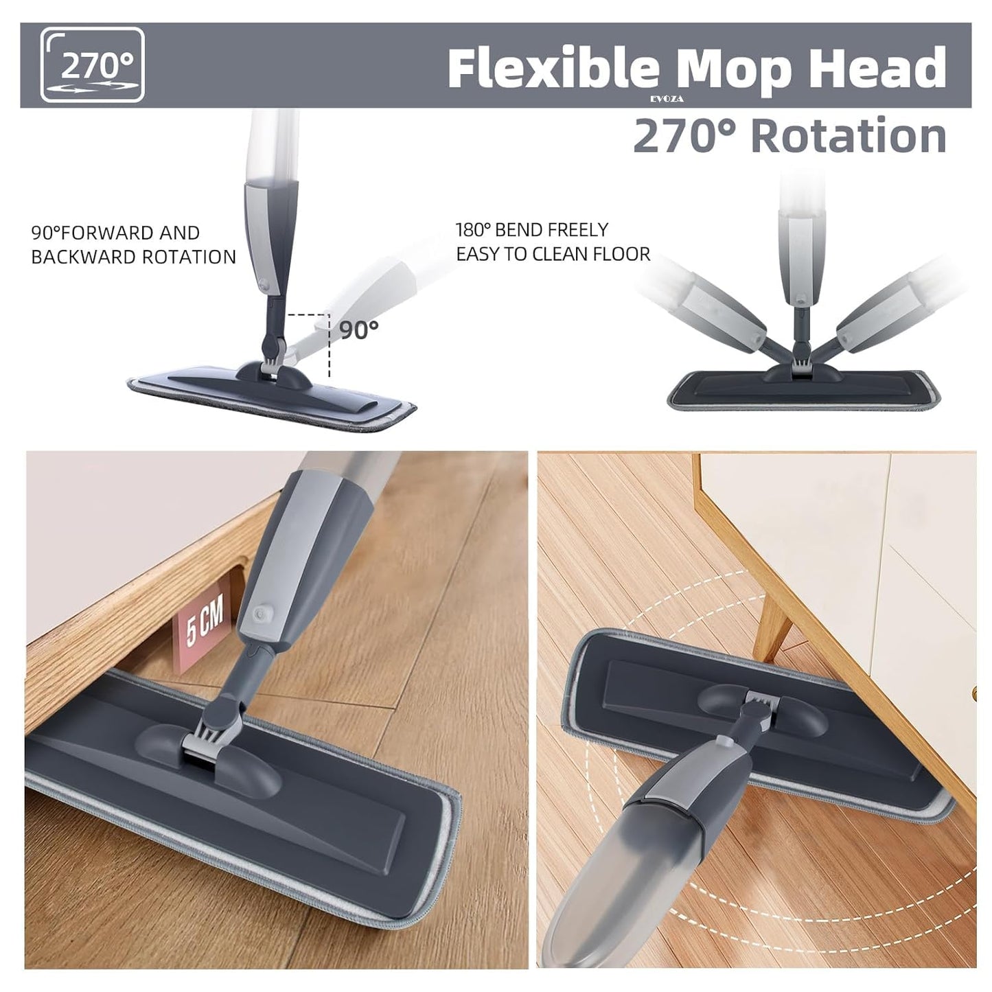 Spray Mop for Floor Cleaning, Dry Wet Use with 6pcs Microfiber Washable Pads 6pc Scrubber and 1pc Mop Holder, Mop Water Sprayer for Wood Hardwood Laminate Ceramic Tiles Deep Clean.