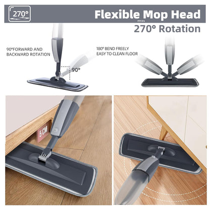 Spray Mop for Floor Cleaning, Dry Wet Use with 6pcs Microfiber Washable Pads 6pc Scrubber and 1pc Mop Holder, Mop Water Sprayer for Wood Hardwood Laminate Ceramic Tiles Deep Clean.