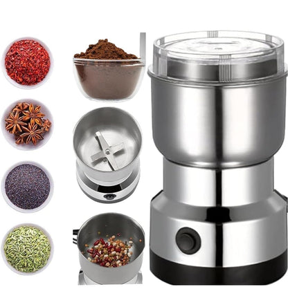 Stainless Steel Nima Multifunctional Grinder Smash Machine Coffee Beans Electric Grinder and Coffee Maker Household Electric Mixer Grinder (Stainless Steel)