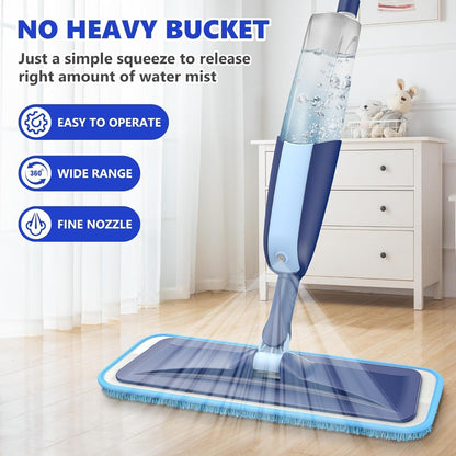 Microfiber Wet Spray Mops for Hardwood Floor Cleaning, Dry Wet Dust Wood Floor Mop with 4 Reusable Washable Mop Pads Refills Fit for Swiffer Power , Flat for Laminate Ceramic Vinyl Tile