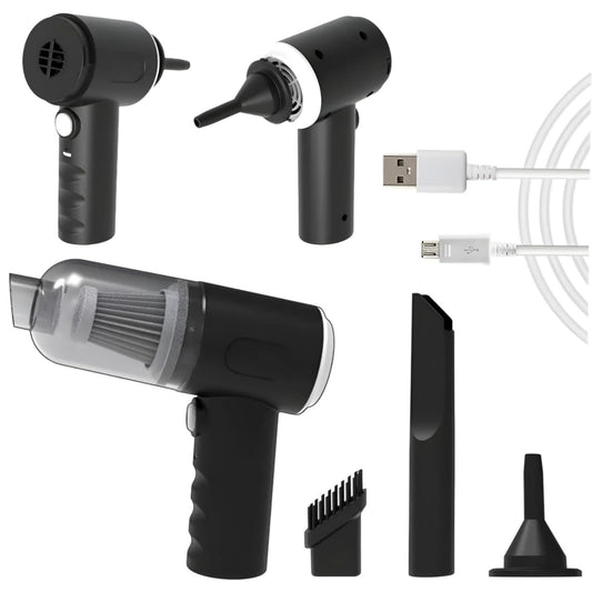 Car Vacuum Cleaner 3 in 1 with 3 Attachments & Blower | Cordless Handheld Vacuum Cleaner for Wet & Dry Cleaning for Home/Office/Car/Keyboard/Travel/Sofa/Office (Black.)